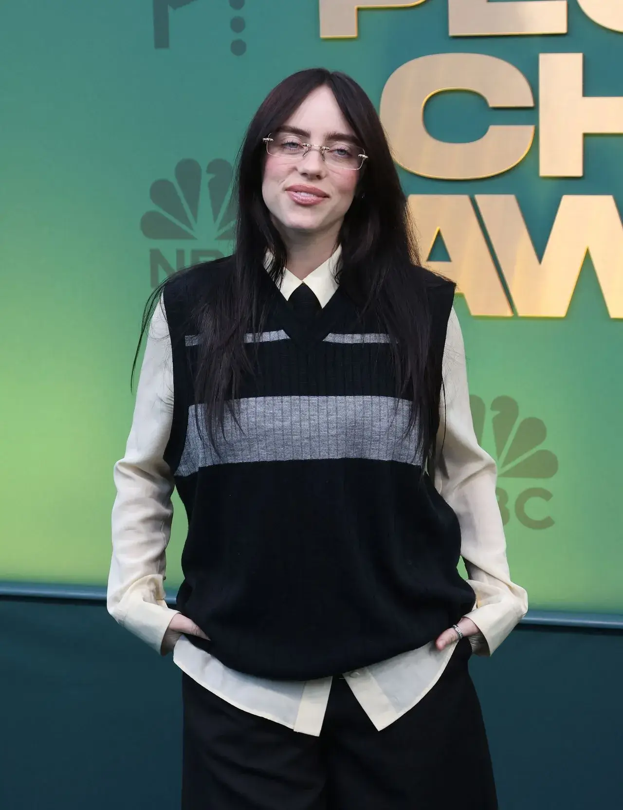 BILLIE EILISH STILLS AT PEOPLE’S CHOICE AWARDS 2024 AT BARKER HANGAR IN SANTA MONICA